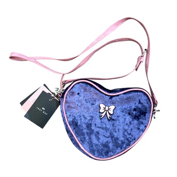 Lazy Oaf Handbags - Lazy Oaf Velvet Heart Crossbody Bag Purple New